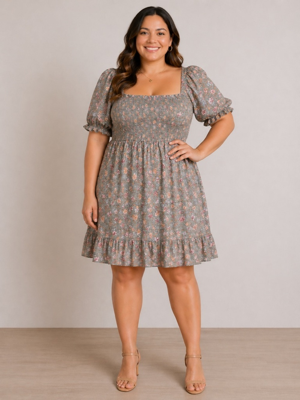 Charmed hearts, smocked floral mini dress. NWT. Fits more like an XL